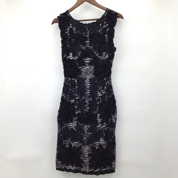 Phase Eight Chic Navy/Black Floral Lace Midi Dress - Picture 1 of 9